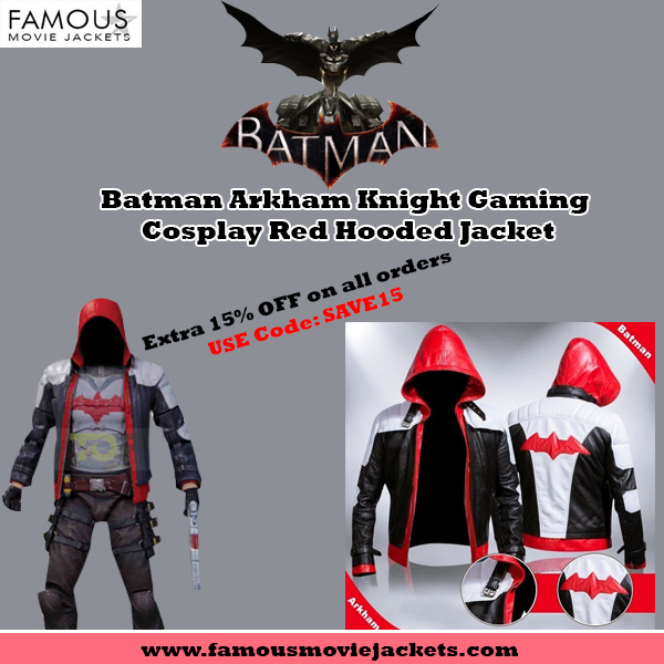 Batman Arkham Knight Gaming Cosplay Red Hooded Jacket