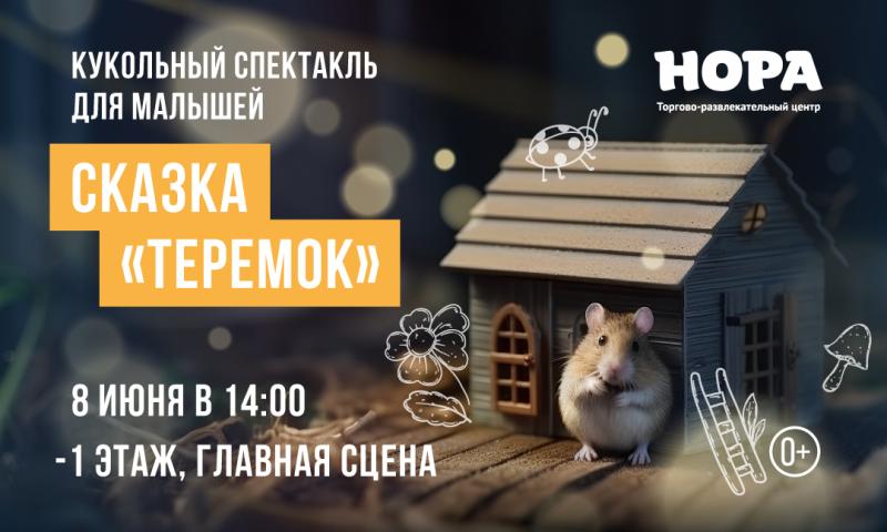 В ТРЦ «Нора» состоится показ кукольного спектакля для малышей «Теремок»